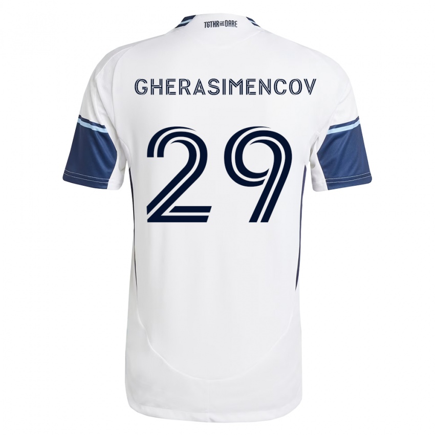 ילדים Mihail Gherasimencov #29 לבן כחול מלכותי ג'רזי ביתית 2026/27 חולצה קצרה