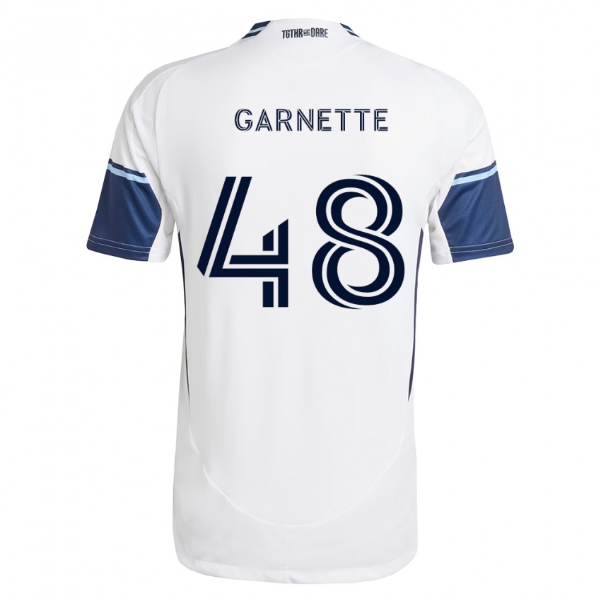 ילדים Micaah Garnette #48 לבן כחול מלכותי ג'רזי ביתית 2026/27 חולצה קצרה