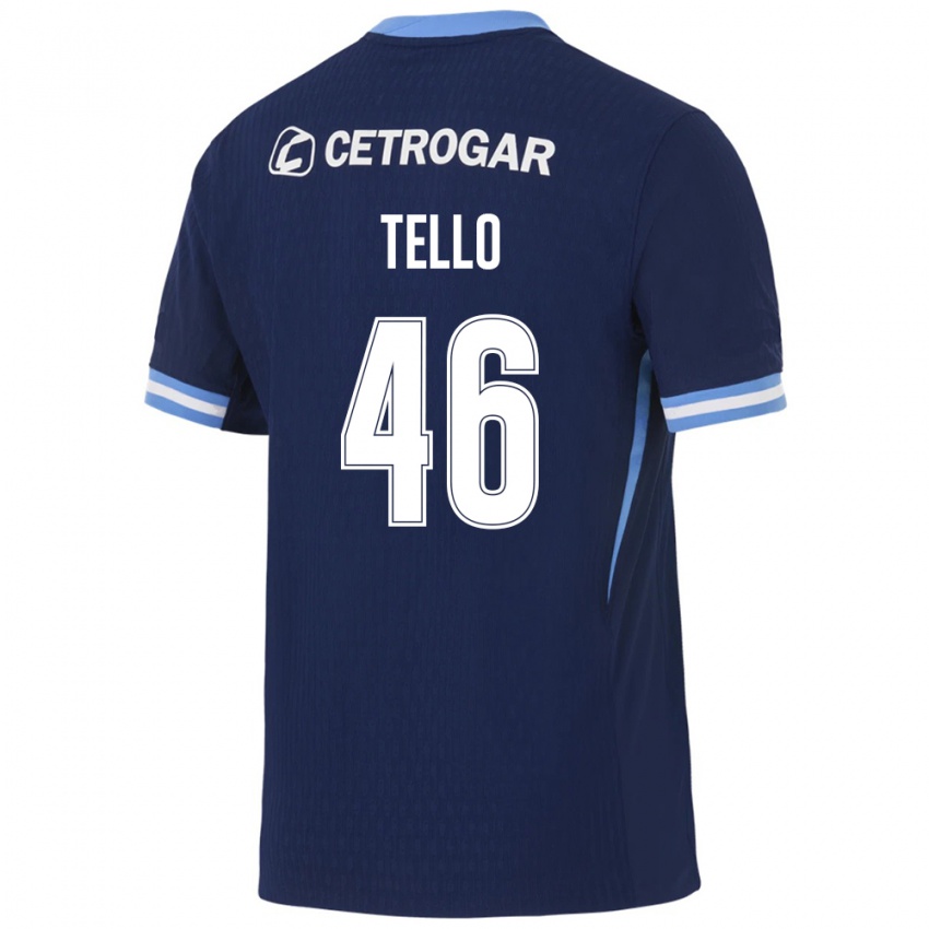 ילדים Alejandro Tello #46 כחול מלכותי כחול בהיר לבן הרחק ג'רזי 2026/27 חולצה קצרה