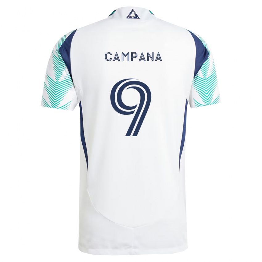 ילדים לאונרדו קמפנה #9 לבן כחול צי ירוק בהיר הרחק ג'רזי 2026/27 חולצה קצרה