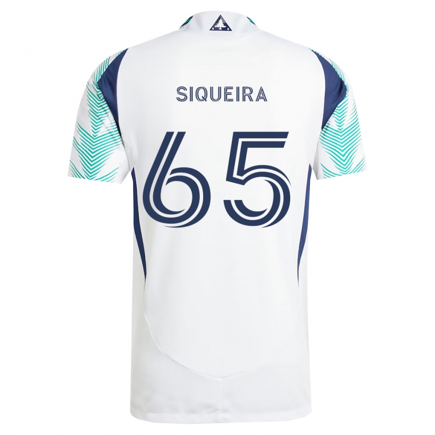 ילדים Judah Siqueira #65 לבן כחול צי ירוק בהיר הרחק ג'רזי 2026/27 חולצה קצרה