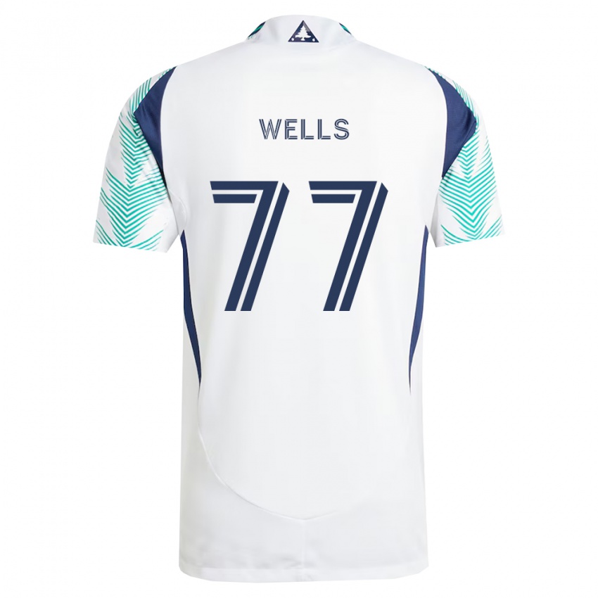 ילדים Makai Wells #77 לבן כחול צי ירוק בהיר הרחק ג'רזי 2026/27 חולצה קצרה