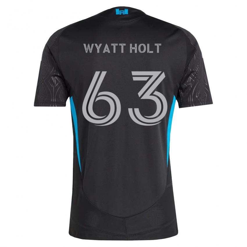 ילדים Wyatt Holt #63 שחור לבן כחול שמיים הרחק ג'רזי 2026/27 חולצה קצרה