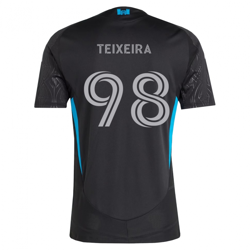 ילדים Nickolas Teixeira #98 שחור לבן כחול שמיים הרחק ג'רזי 2026/27 חולצה קצרה