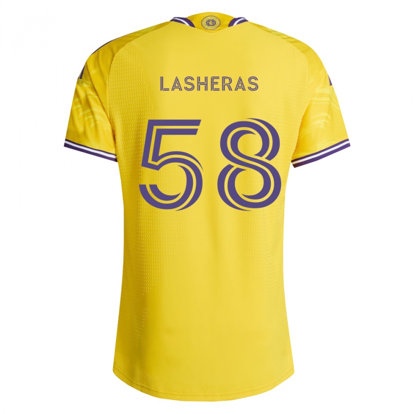 ילדים Nicolas Lasheras #58 סגול צהוב הרחק ג'רזי 2026/27 חולצה קצרה