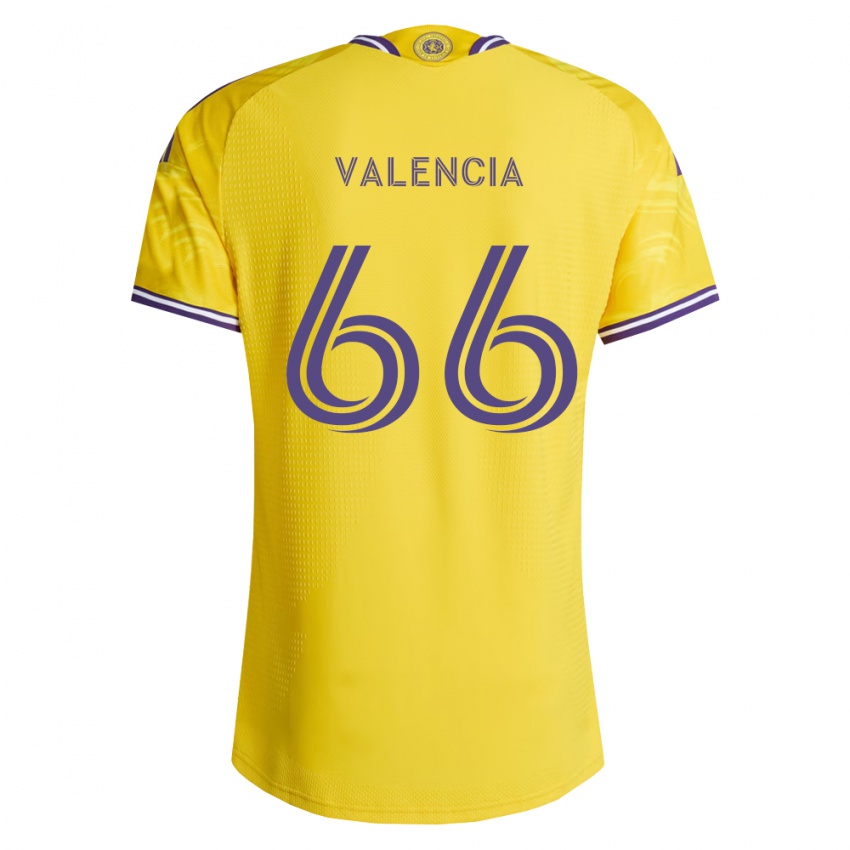 ילדים Yeiler Valencia #66 סגול צהוב הרחק ג'רזי 2026/27 חולצה קצרה