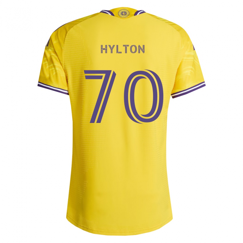 ילדים Justin Hylton #70 סגול צהוב הרחק ג'רזי 2026/27 חולצה קצרה