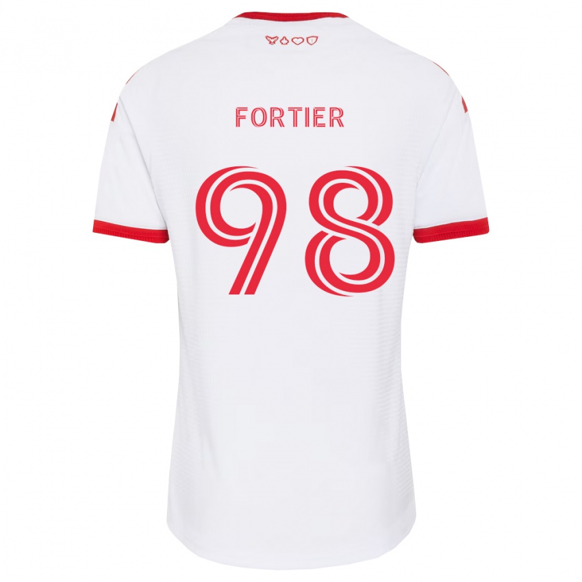 ילדים Kristjan Fortier #98 לבן אדום שחור הרחק ג'רזי 2026/27 חולצה קצרה