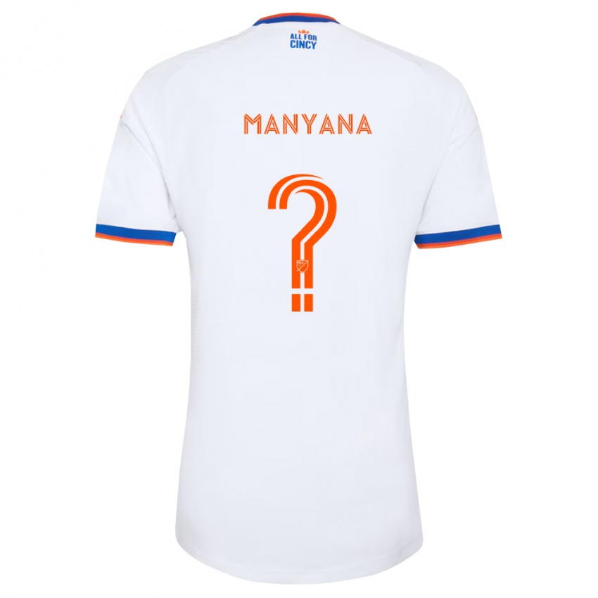 ילדים Xhosa Manyana #0 לבן כחול צי כתום הרחק ג'רזי 2026/27 חולצה קצרה