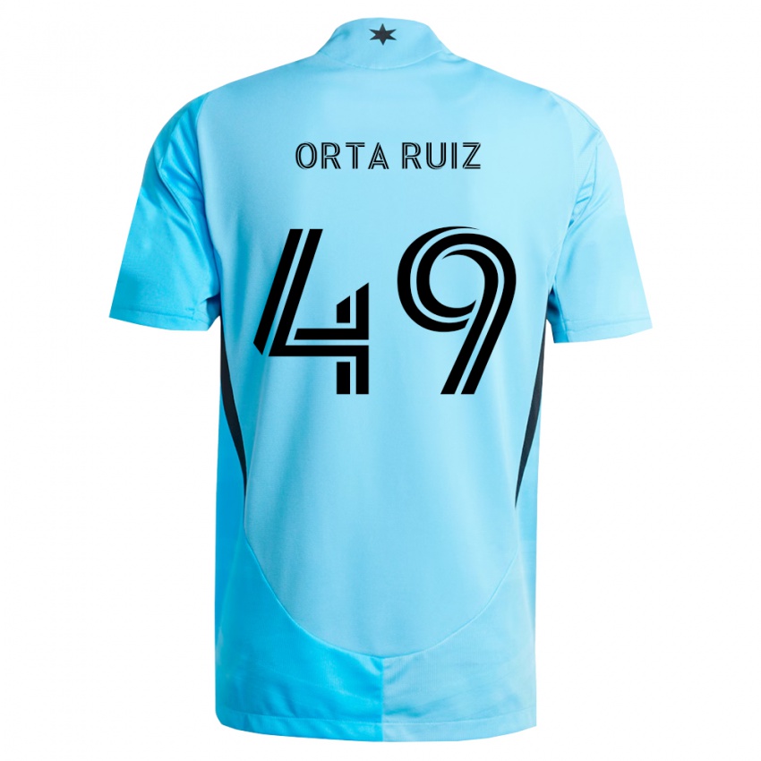 ילדים Jose Orta Ruiz #49 כחול בהיר שחור הרחק ג'רזי 2026/27 חולצה קצרה