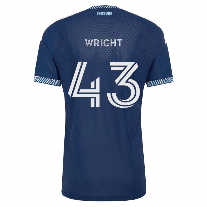 ילדים Trevor Wright #43 כחול עמוק לבן הרחק ג'רזי 2026/27 חולצה קצרה