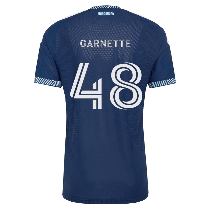 ילדים Micaah Garnette #48 כחול עמוק לבן הרחק ג'רזי 2026/27 חולצה קצרה