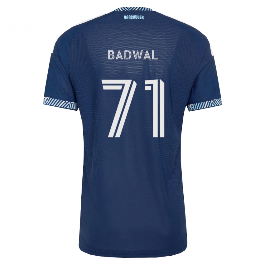 ילדים Manav Badwal #71 כחול עמוק לבן הרחק ג'רזי 2026/27 חולצה קצרה