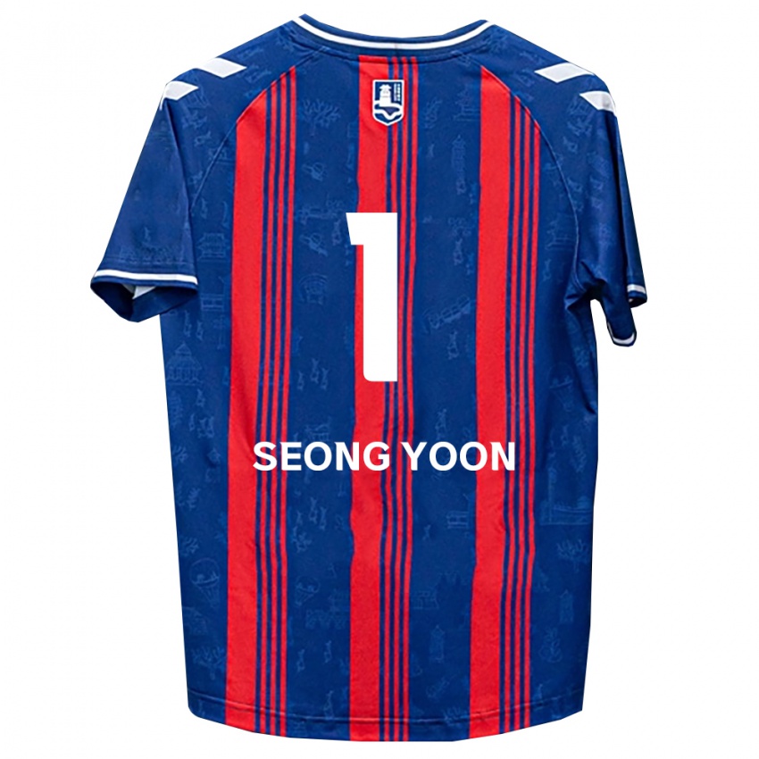 גברים Seong-Yoon Kim #1 כחול אדום לבן ג'רזי ביתית 2026/27 חולצה קצרה
