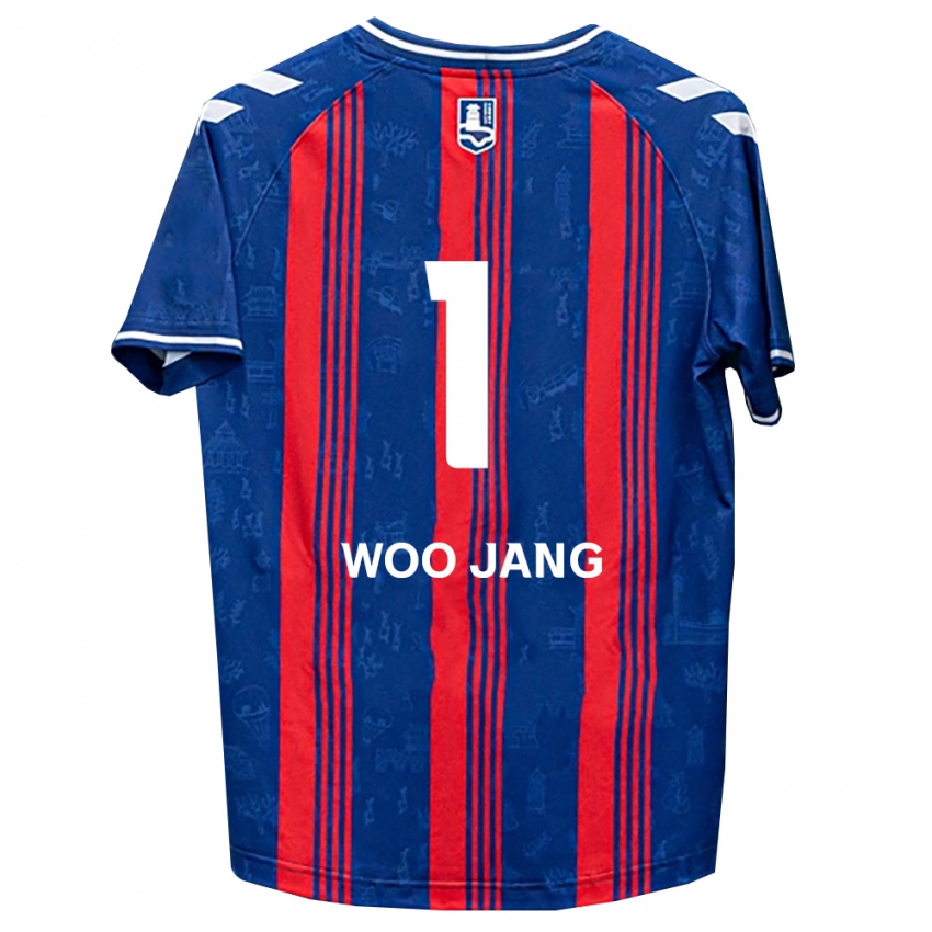 גברים Jo Woo-Jang #1 כחול אדום לבן ג'רזי ביתית 2026/27 חולצה קצרה
