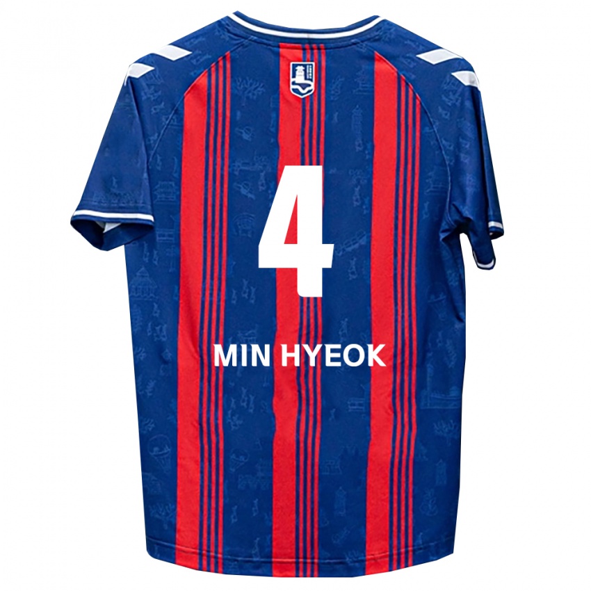 גברים Min-Hyeok Kim #4 כחול אדום לבן ג'רזי ביתית 2026/27 חולצה קצרה