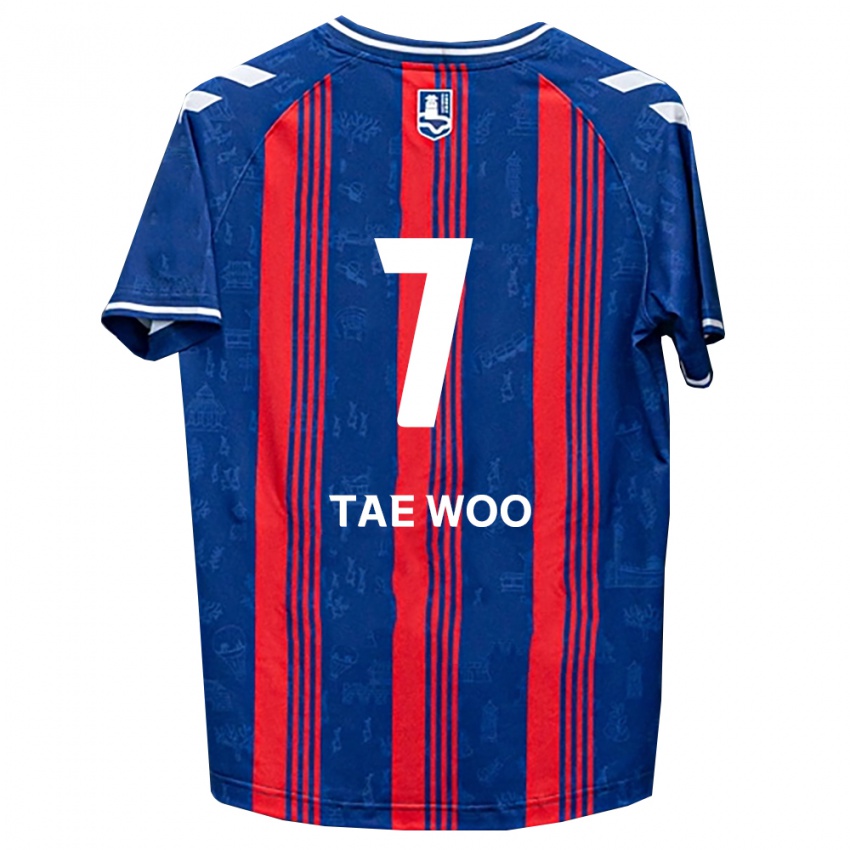גברים Tae-Woo Kim #7 כחול אדום לבן ג'רזי ביתית 2026/27 חולצה קצרה