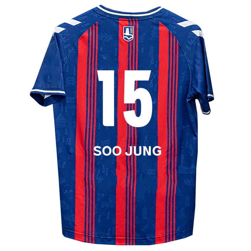 גברים Ryu Soo-Jung #15 כחול אדום לבן ג'רזי ביתית 2026/27 חולצה קצרה
