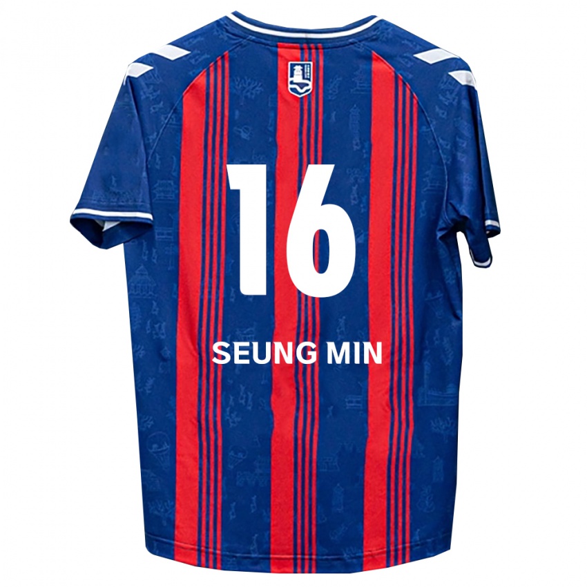 גברים Seung-Min Hwang #16 כחול אדום לבן ג'רזי ביתית 2026/27 חולצה קצרה