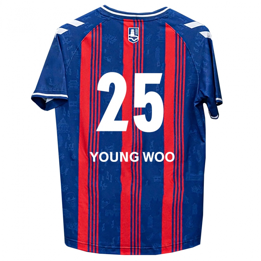 גברים Young-Woo Jang #25 כחול אדום לבן ג'רזי ביתית 2026/27 חולצה קצרה