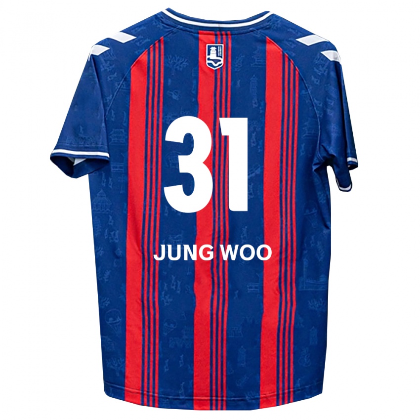 גברים Jung-Woo Moon #31 כחול אדום לבן ג'רזי ביתית 2026/27 חולצה קצרה