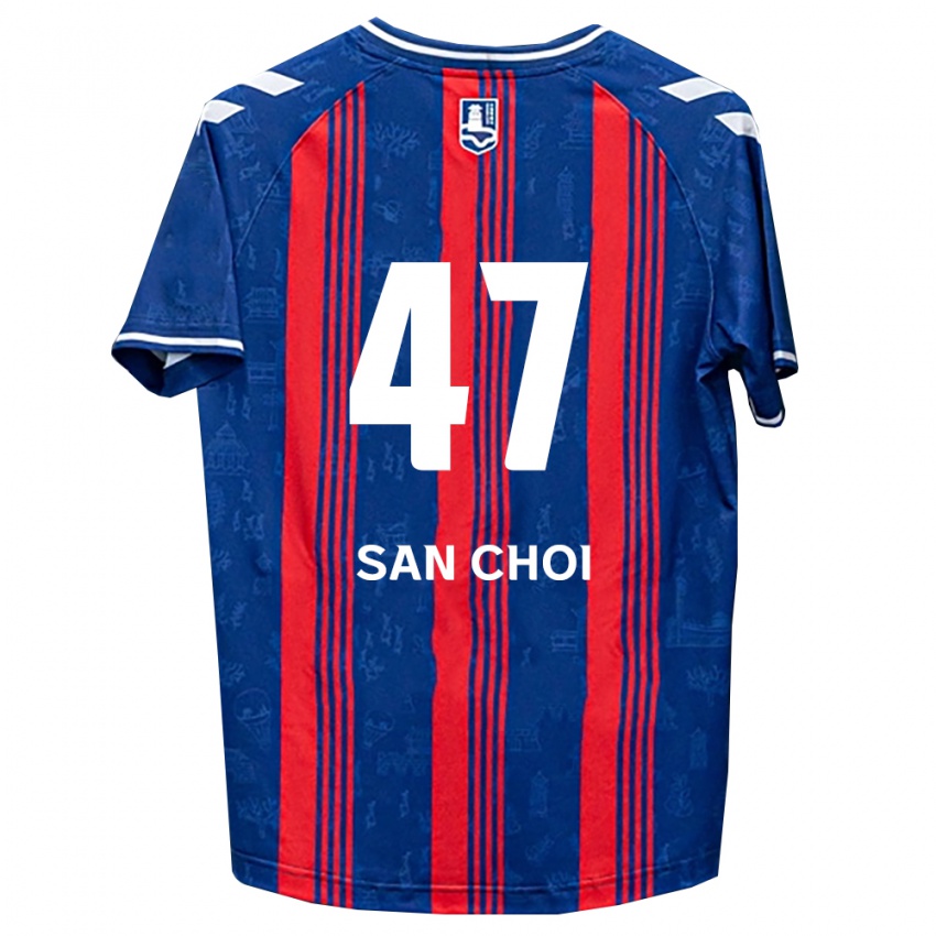 גברים San Choi #47 כחול אדום לבן ג'רזי ביתית 2026/27 חולצה קצרה גברים San Choi #47 כחול אדום לבן ג'רזי ביתית 2026/27 חולצה קצרה