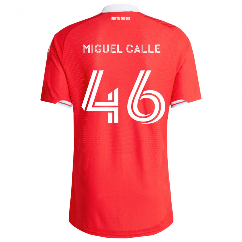 גברים Juan Miguel Calle #46 אדום כחול עמוק לבן ג'רזי ביתית 2026/27 חולצה קצרה