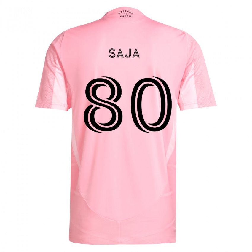 גברים Mateo Saja #80 ורוד שחור ג'רזי ביתית 2026/27 חולצה קצרה