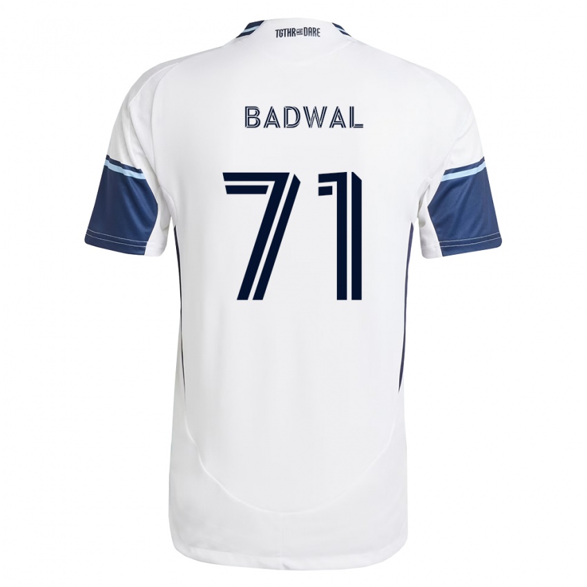 גברים Manav Badwal #71 לבן כחול מלכותי ג'רזי ביתית 2026/27 חולצה קצרה