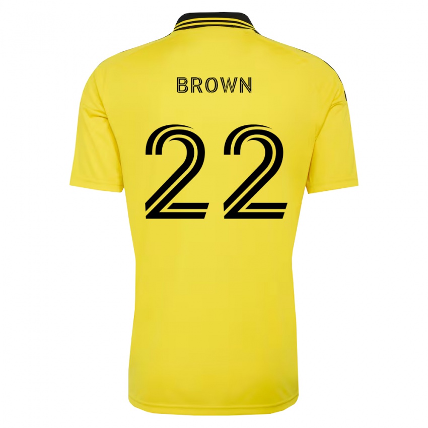 גברים Tristan Brown #22 צהוב שחור ג'רזי ביתית 2026/27 חולצה קצרה