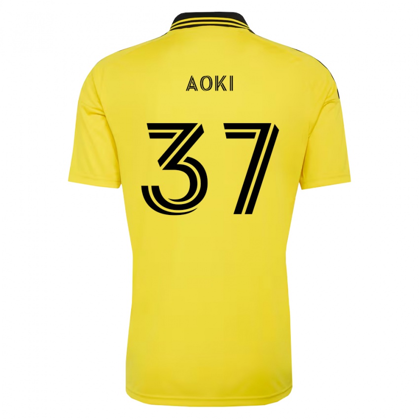גברים Rui Aoki #37 צהוב שחור ג'רזי ביתית 2026/27 חולצה קצרה