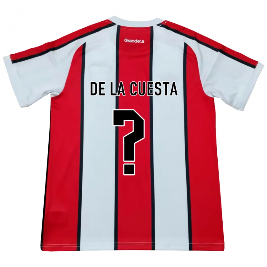 גברים Agustín De La Cuesta #0 לבן אדום שחור הרחק ג'רזי 2026/27 חולצה קצרה