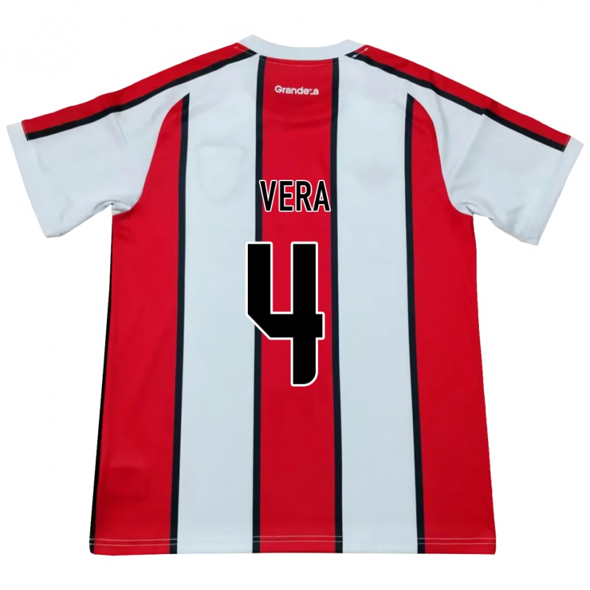 גברים Lautaro Vera #4 לבן אדום שחור הרחק ג'רזי 2026/27 חולצה קצרה