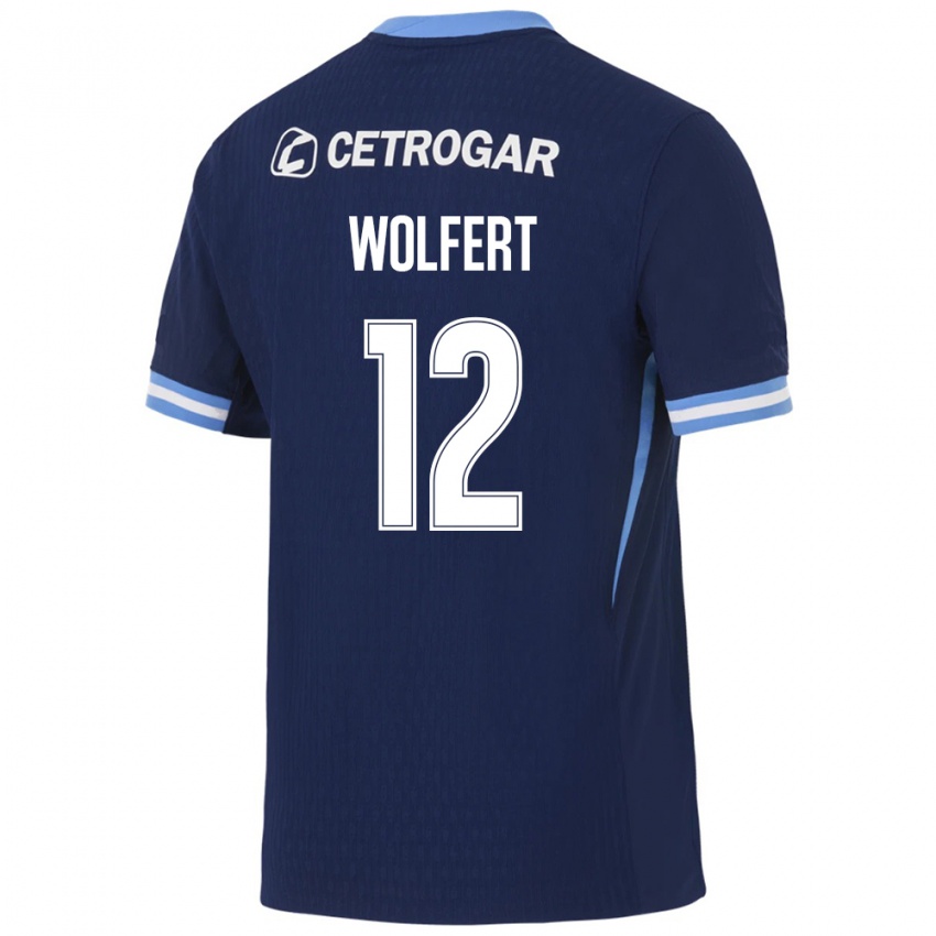 גברים Lucas Wolfert #12 כחול מלכותי כחול בהיר לבן הרחק ג'רזי 2026/27 חולצה קצרה