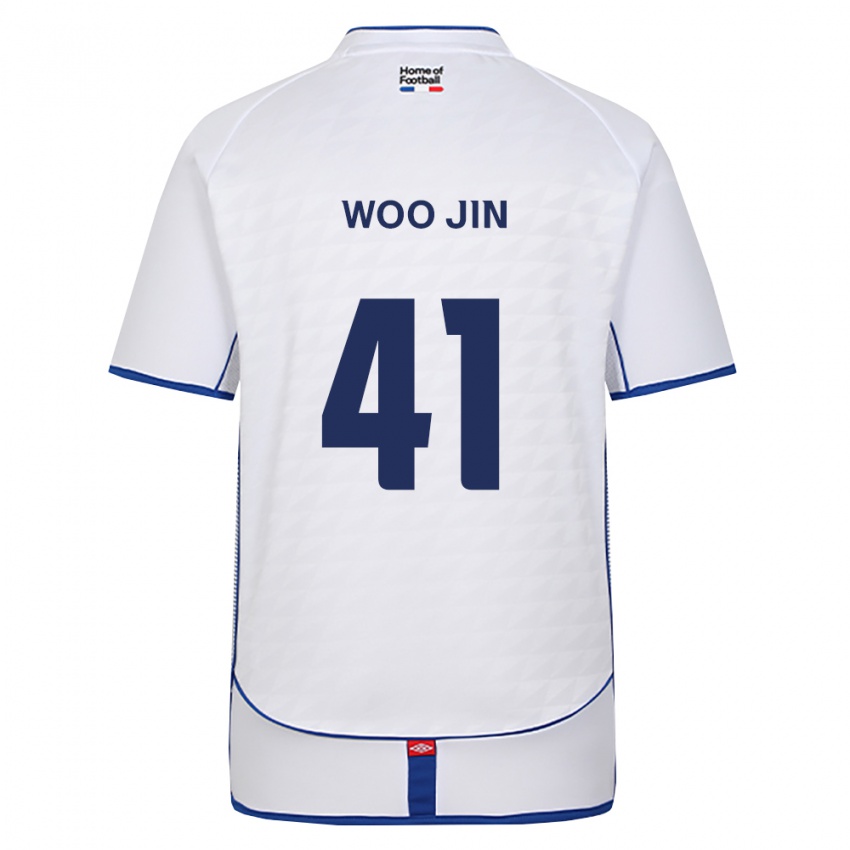 גברים Woo-Jin Kim #41 שחור לבן אדום הרחק ג'רזי 2026/27 חולצה קצרה