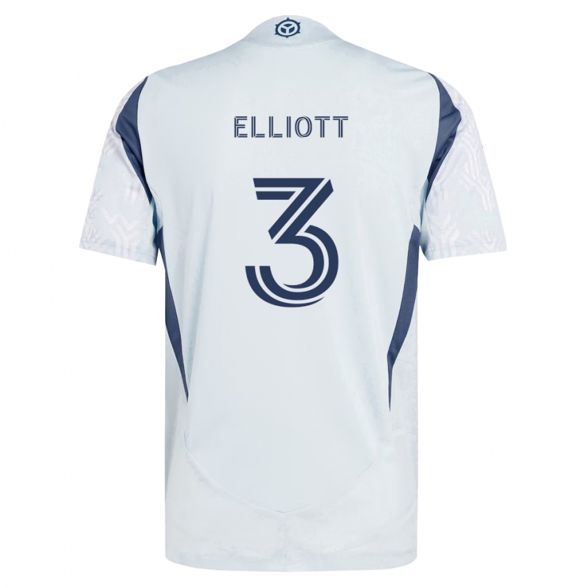 גברים Jack Elliott #3 כחול אפור לבן הרחק ג'רזי 2026/27 חולצה קצרה