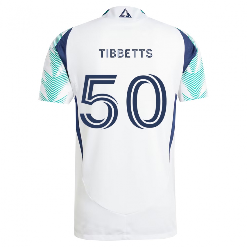 גברים Matthew Tibbetts #50 לבן כחול צי ירוק בהיר הרחק ג'רזי 2026/27 חולצה קצרה