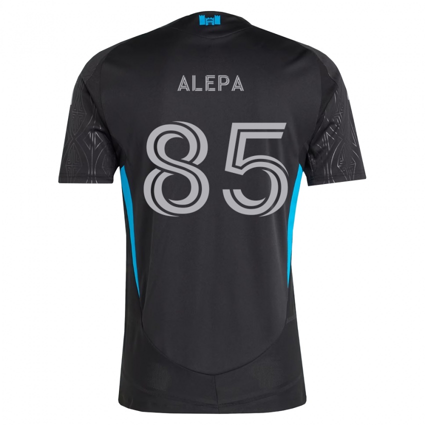 גברים Landon Alepa #85 שחור לבן כחול שמיים הרחק ג'רזי 2026/27 חולצה קצרה
