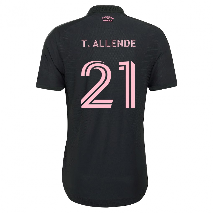 גברים Tadeo Allende #21 ורוד שחור לבן הרחק ג'רזי 2026/27 חולצה קצרה