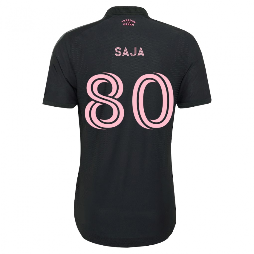 גברים Mateo Saja #80 ורוד שחור לבן הרחק ג'רזי 2026/27 חולצה קצרה
