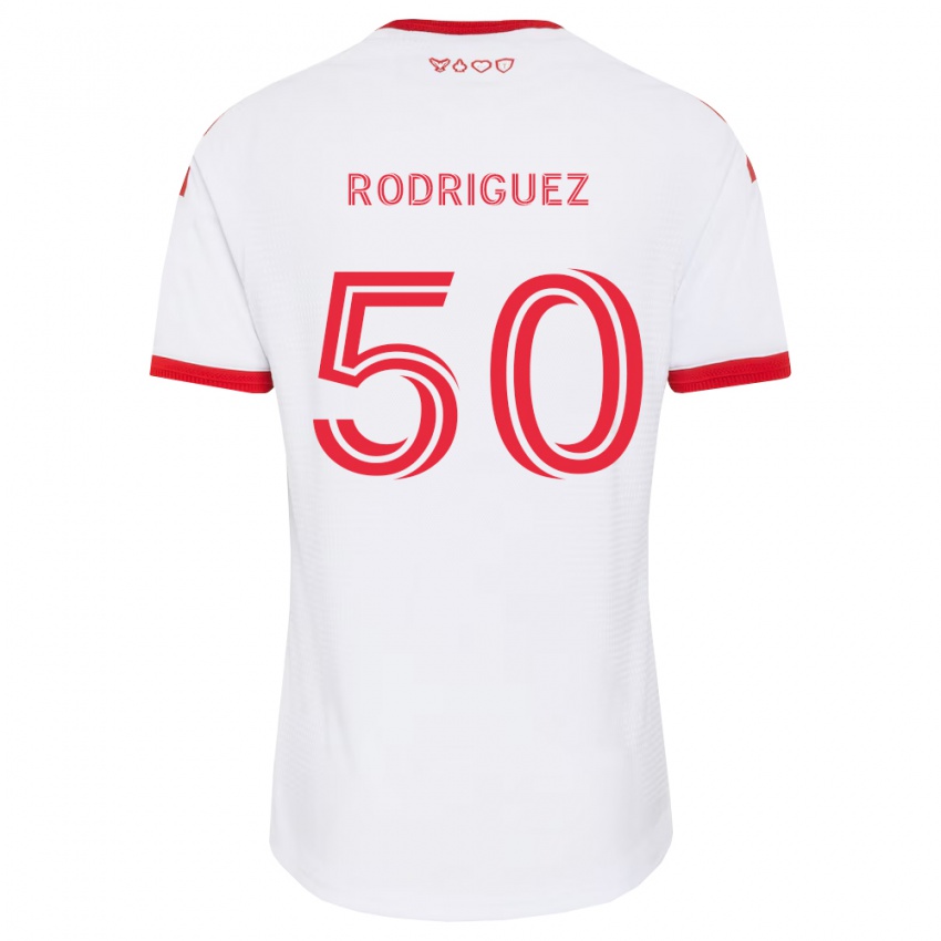 גברים Abraham Rodriguez #50 לבן אדום שחור הרחק ג'רזי 2026/27 חולצה קצרה