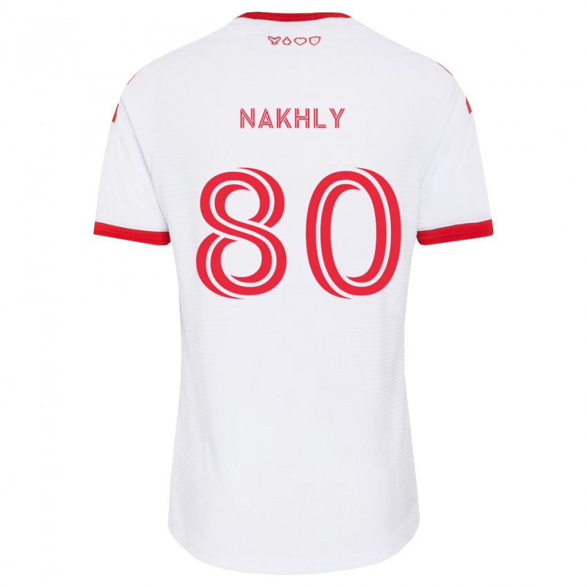 גברים Zakaria Nakhly #80 לבן אדום שחור הרחק ג'רזי 2026/27 חולצה קצרה