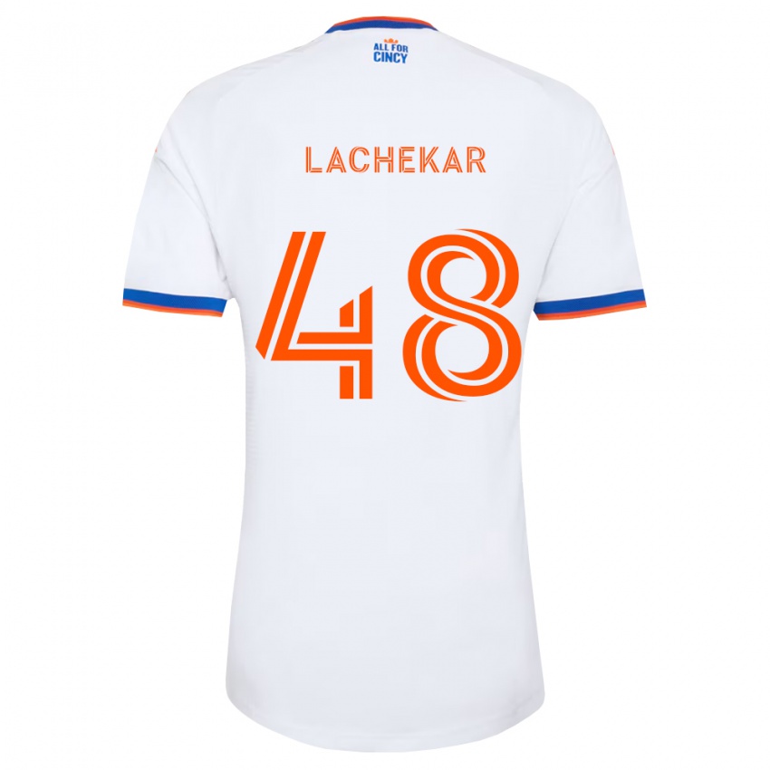 גברים Sami Lachekar #48 לבן כחול צי כתום הרחק ג'רזי 2026/27 חולצה קצרה