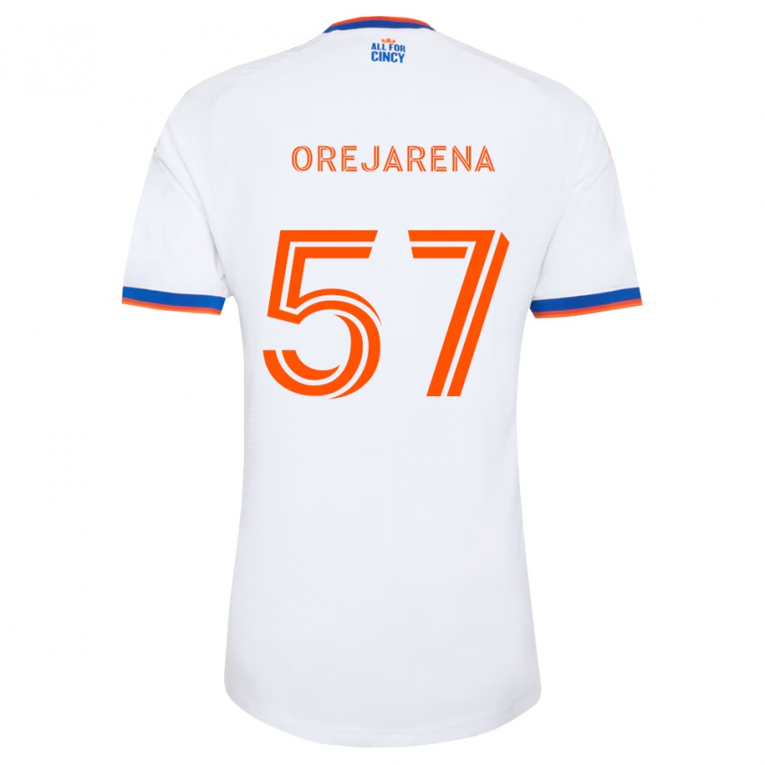 גברים Leo Orejarena #57 לבן כחול צי כתום הרחק ג'רזי 2026/27 חולצה קצרה