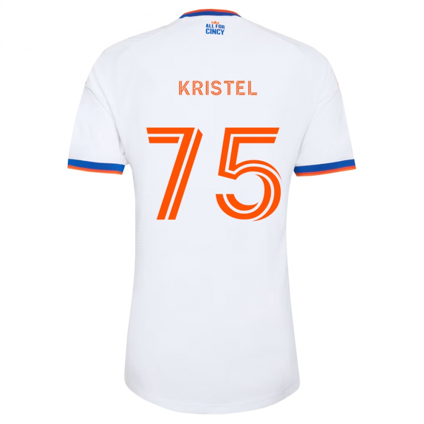 גברים Brandon Kristel #75 לבן כחול צי כתום הרחק ג'רזי 2026/27 חולצה קצרה