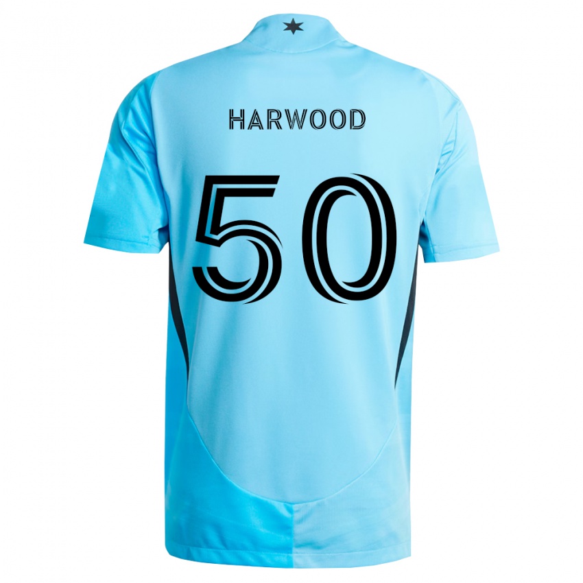 גברים Max Harwood #50 כחול בהיר שחור הרחק ג'רזי 2026/27 חולצה קצרה