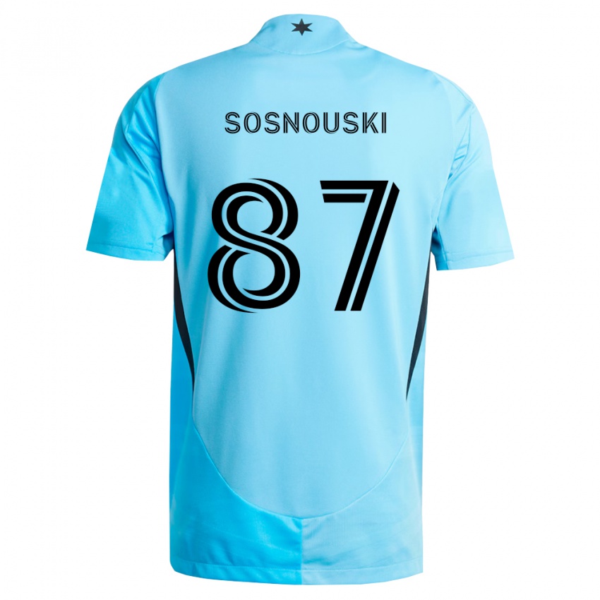 גברים Justin Sosnouski #87 כחול בהיר שחור הרחק ג'רזי 2026/27 חולצה קצרה
