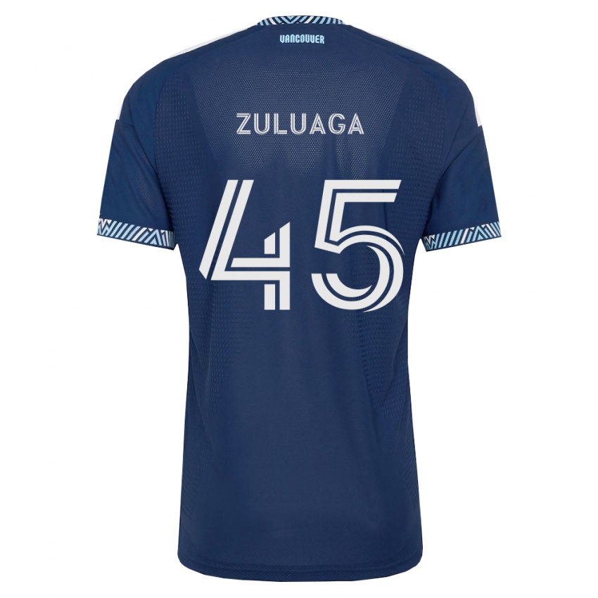 גברים Yeider Zuluaga #45 כחול עמוק לבן הרחק ג'רזי 2026/27 חולצה קצרה