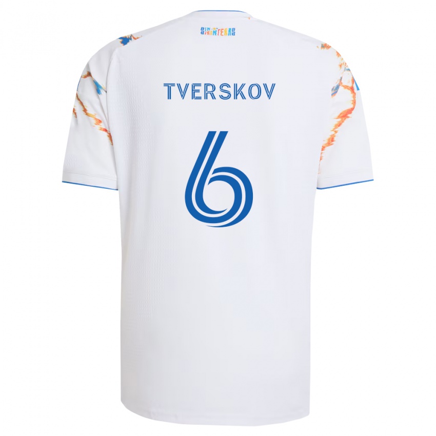 גברים Jeppe Tverskov #6 לבן כתום כחול הרחק ג'רזי 2026/27 חולצה קצרה