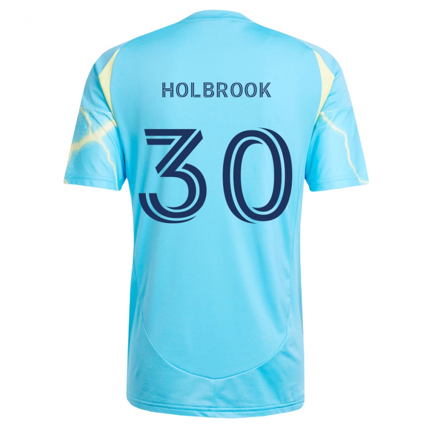 גברים Pierce Holbrook #30 כחול בהיר שחור צהוב בהיר הרחק ג'רזי 2026/27 חולצה קצרה